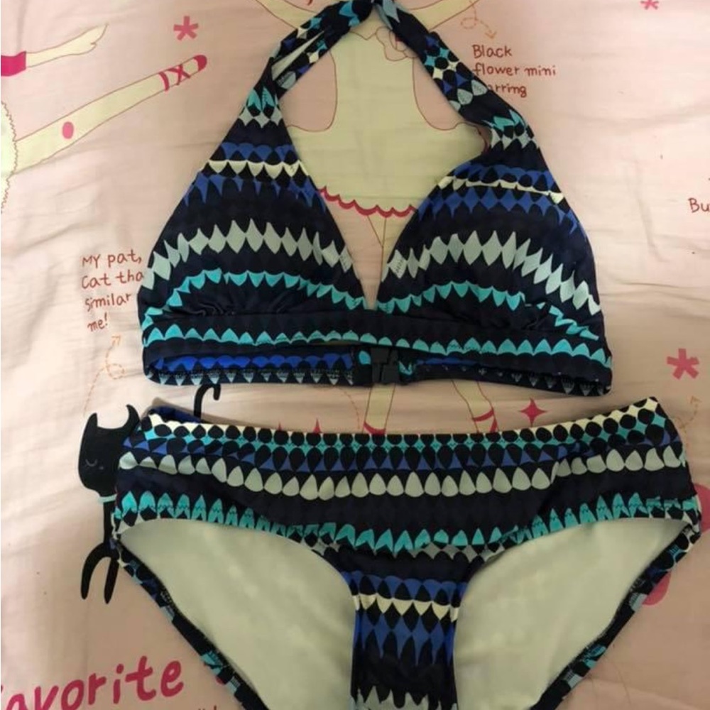 Blue Pattern Swimwear 2 Pcs Set